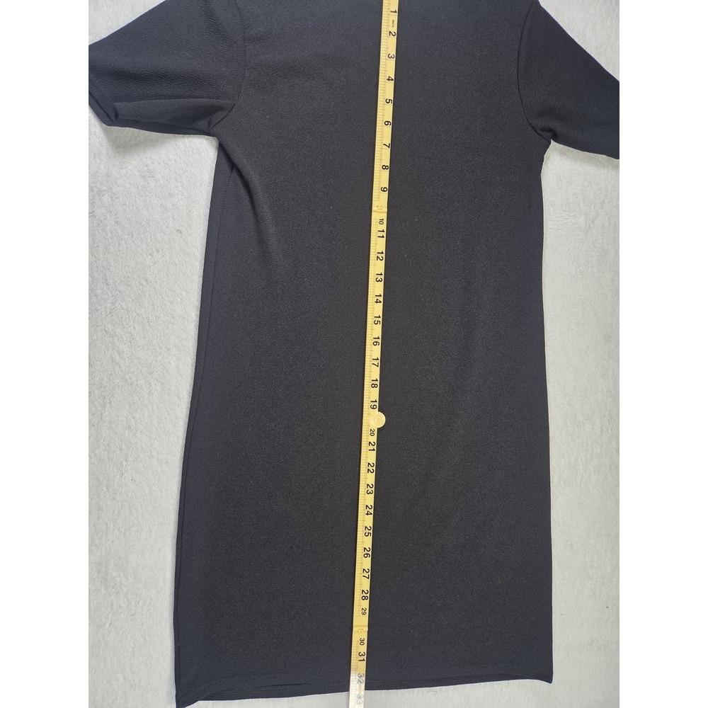 Boohoo Black Mini Dress Raised Rose Graphic Puff Print Bodycon Dress - Picture 6 of 8